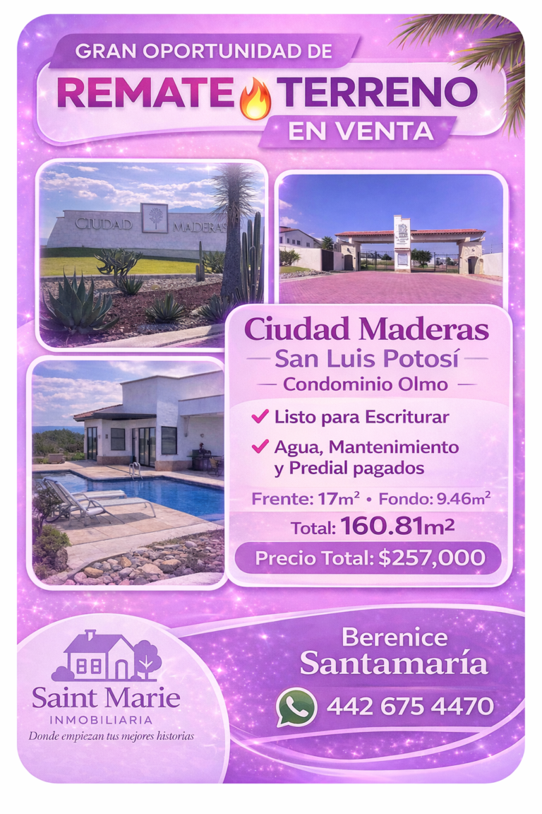 Propiedades en Venta Terrenos en Ciudad Maderas Saint Marie Inmobiliaria Flyer (1)