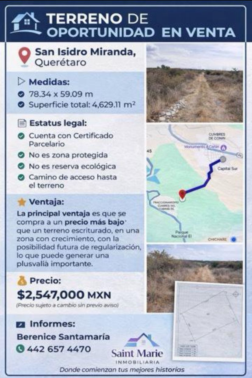 Terreno en Venta en San Isidro Miranda El Marqués Querétaro
