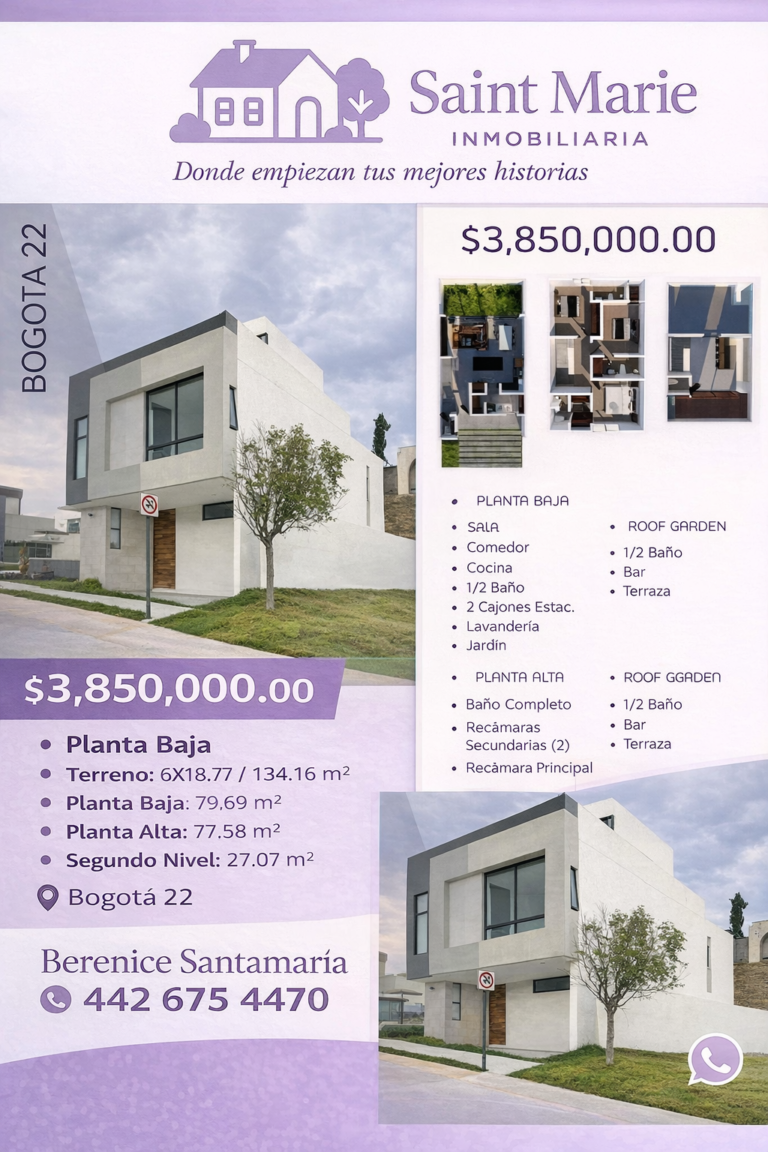 Venta Casas Capital Sur Coto Bogota Saint Marie Inmobiliaria Flyers