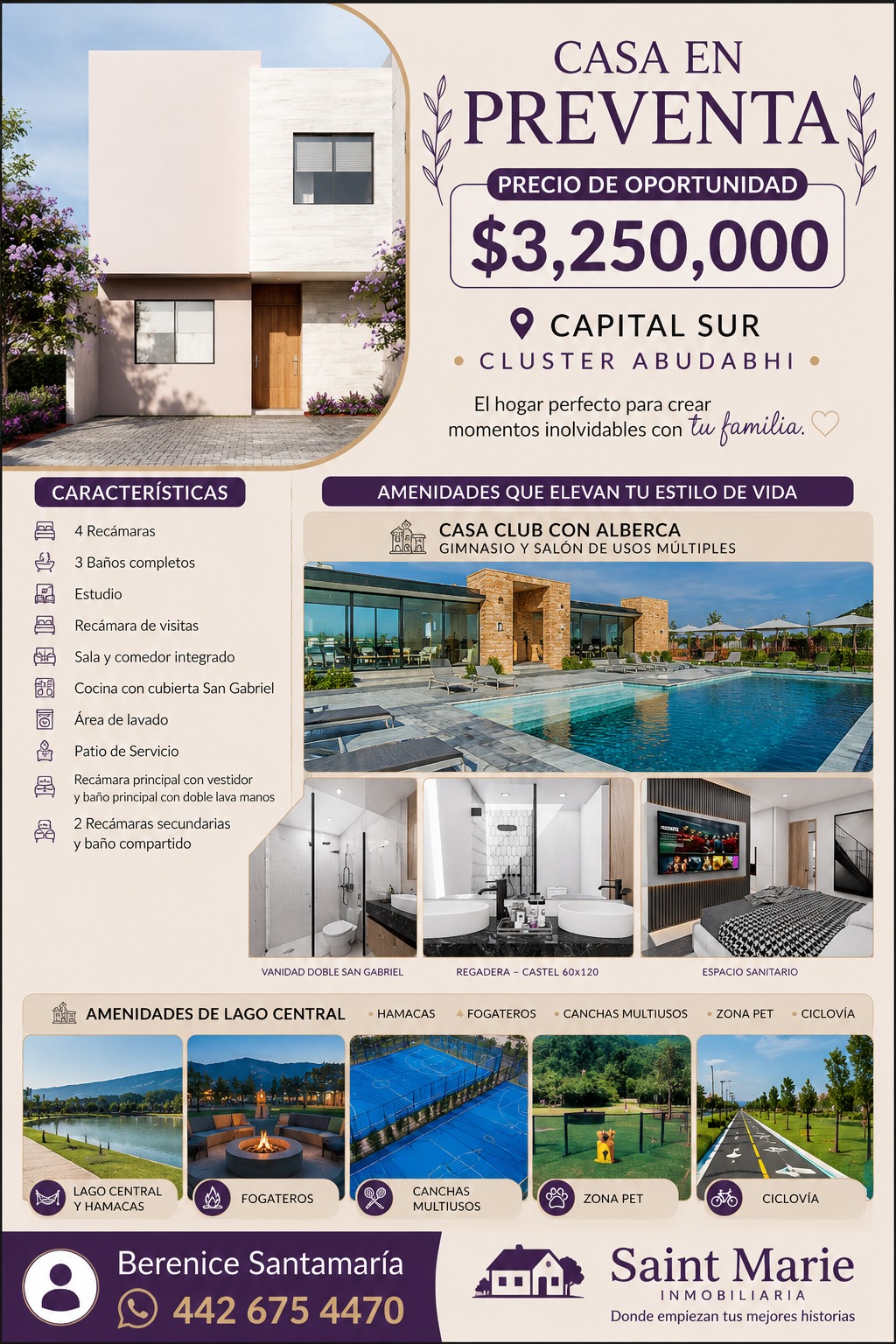 Casa en preventa en Capital Sur Cluster Abudabhi Querétaro