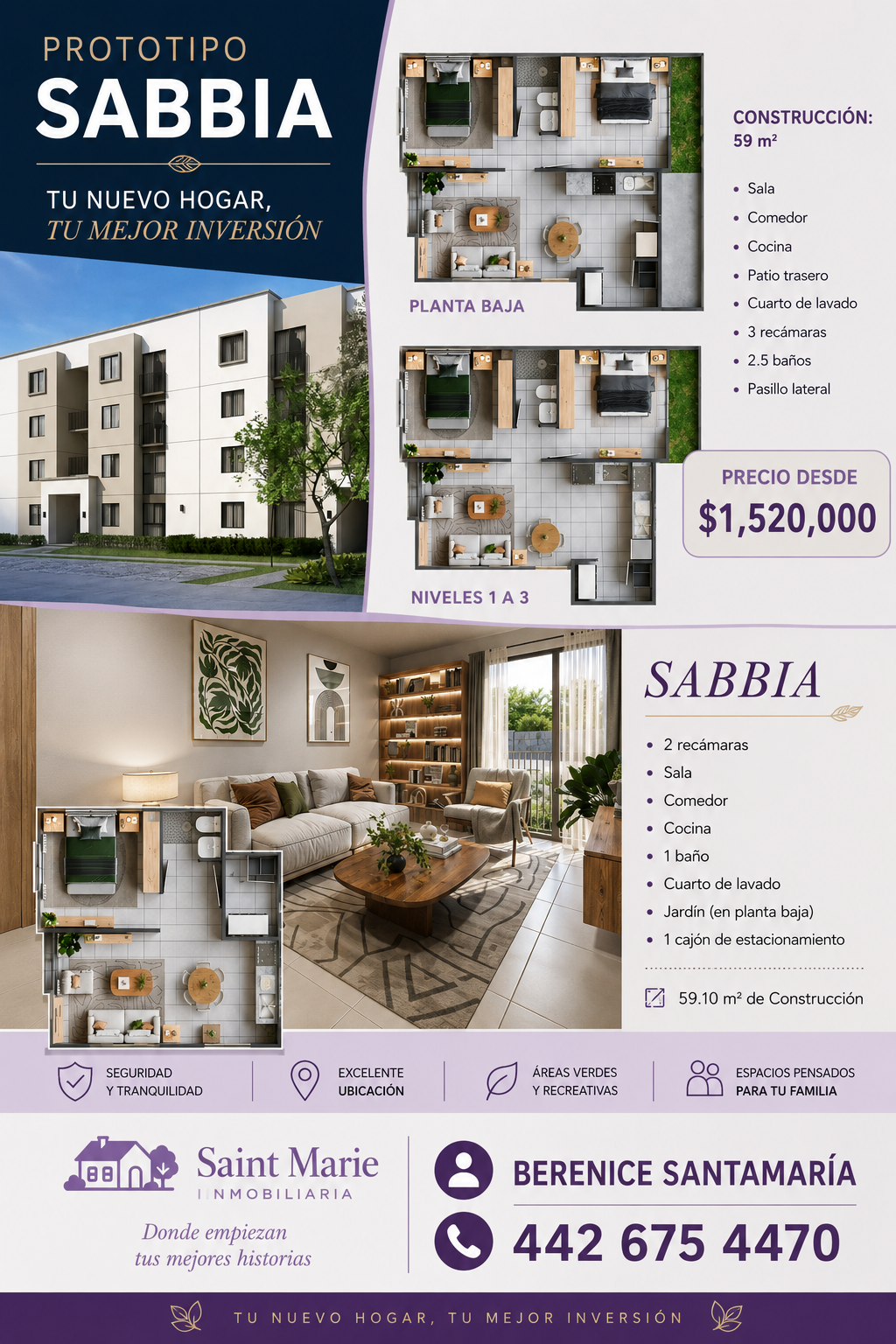 Departamento Modelo Sabbia en Capital Sur El Marqués Querétaro