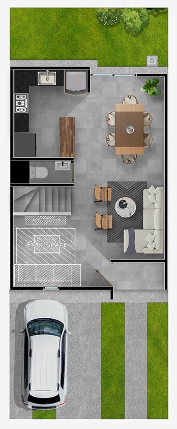 Planta baja de la casa Modelo 105 I