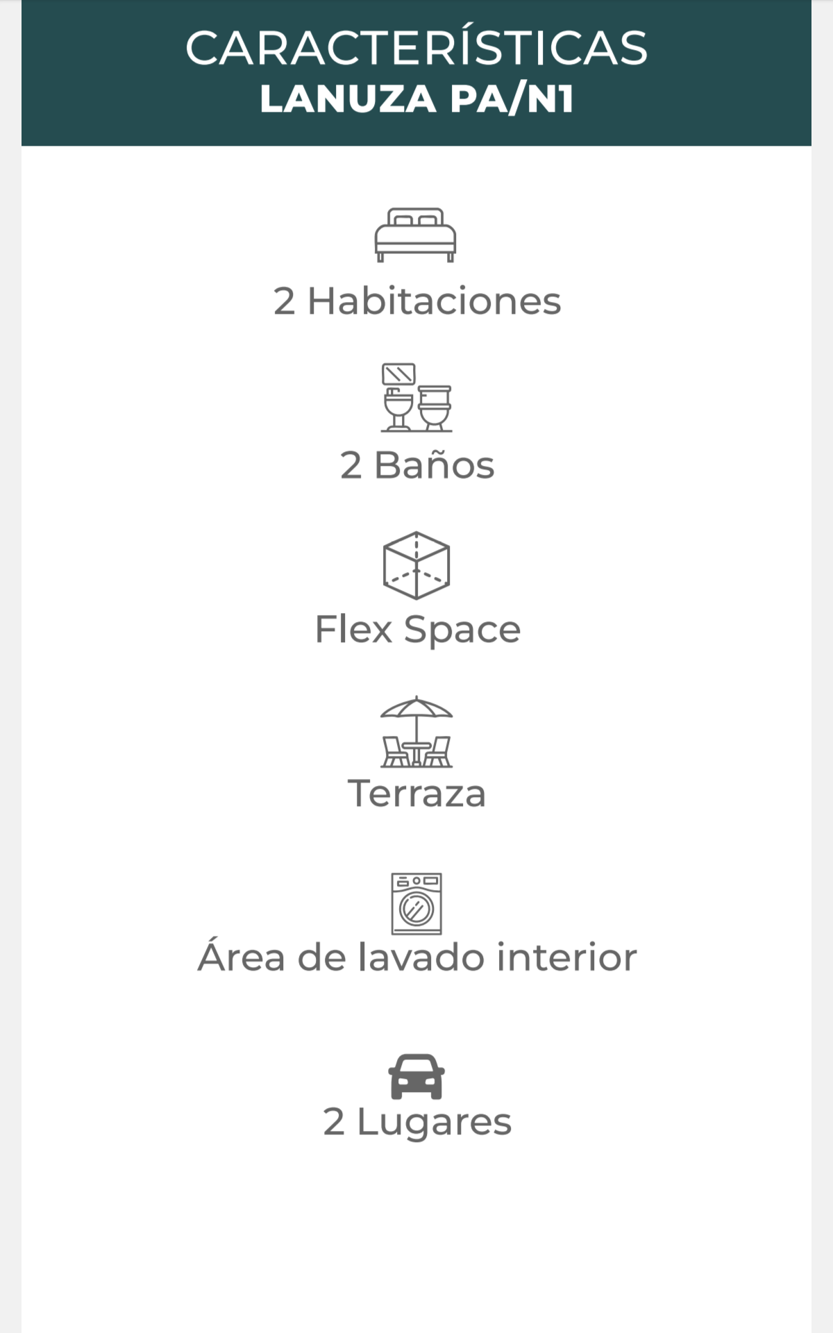 Características del Departamento Lanuza N1 en Jardana