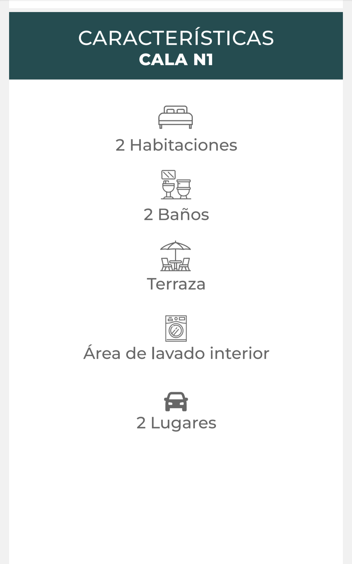 Características del Departamento Cala N1 en Jardana
