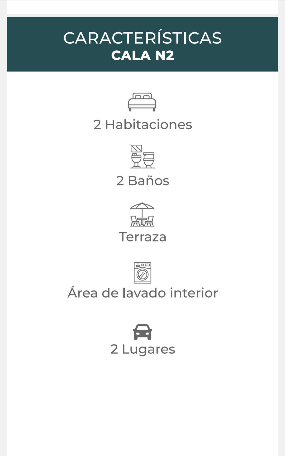Características del Departamento Cala N2 en Jardana