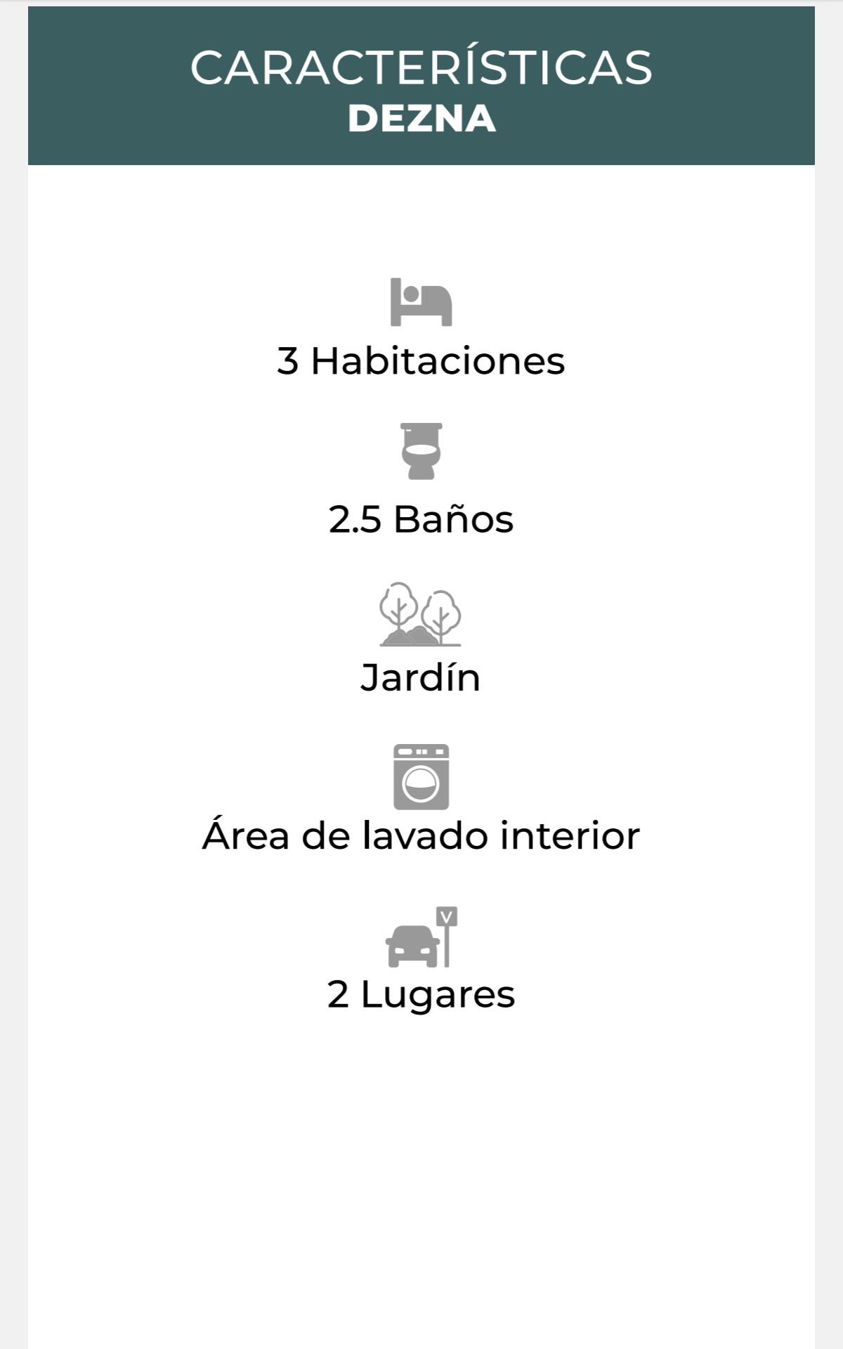 Características de la Casa Modelo Dezna