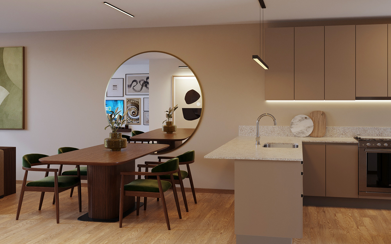 Cocina y comedor del Departamento Modelo 5M