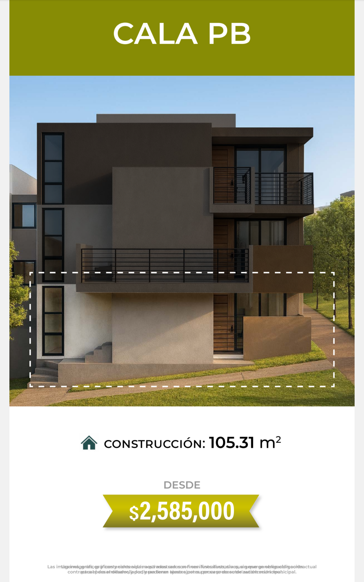 Fachada del Departamento Cala PB en Jardana