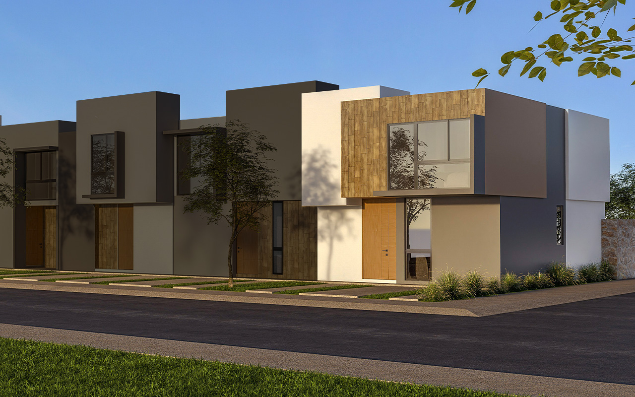 Fachada de la casa Modelo 125 B Esquina en Aurora, Zákia