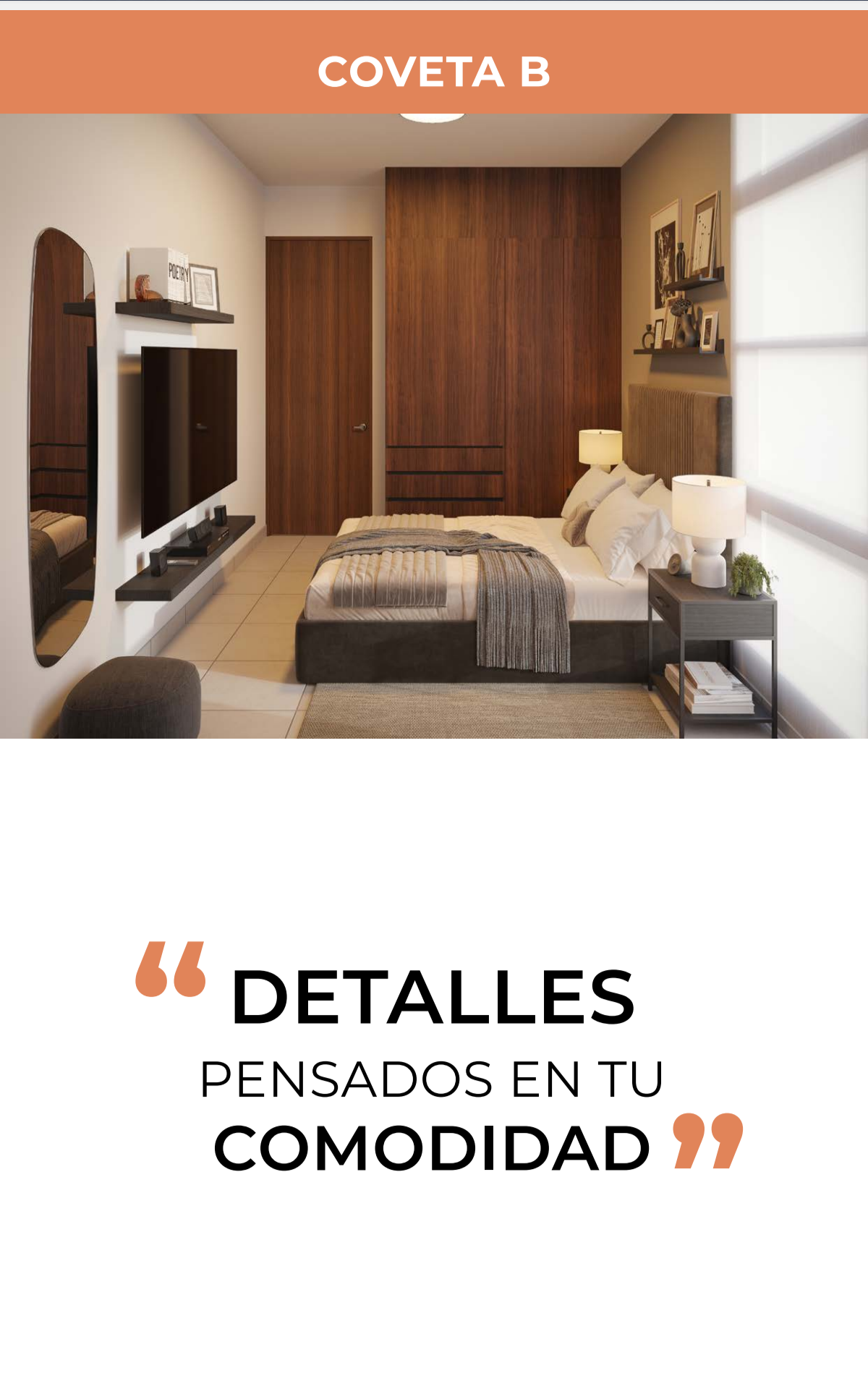 Detalles y comodidad del Living Unit Coveta B