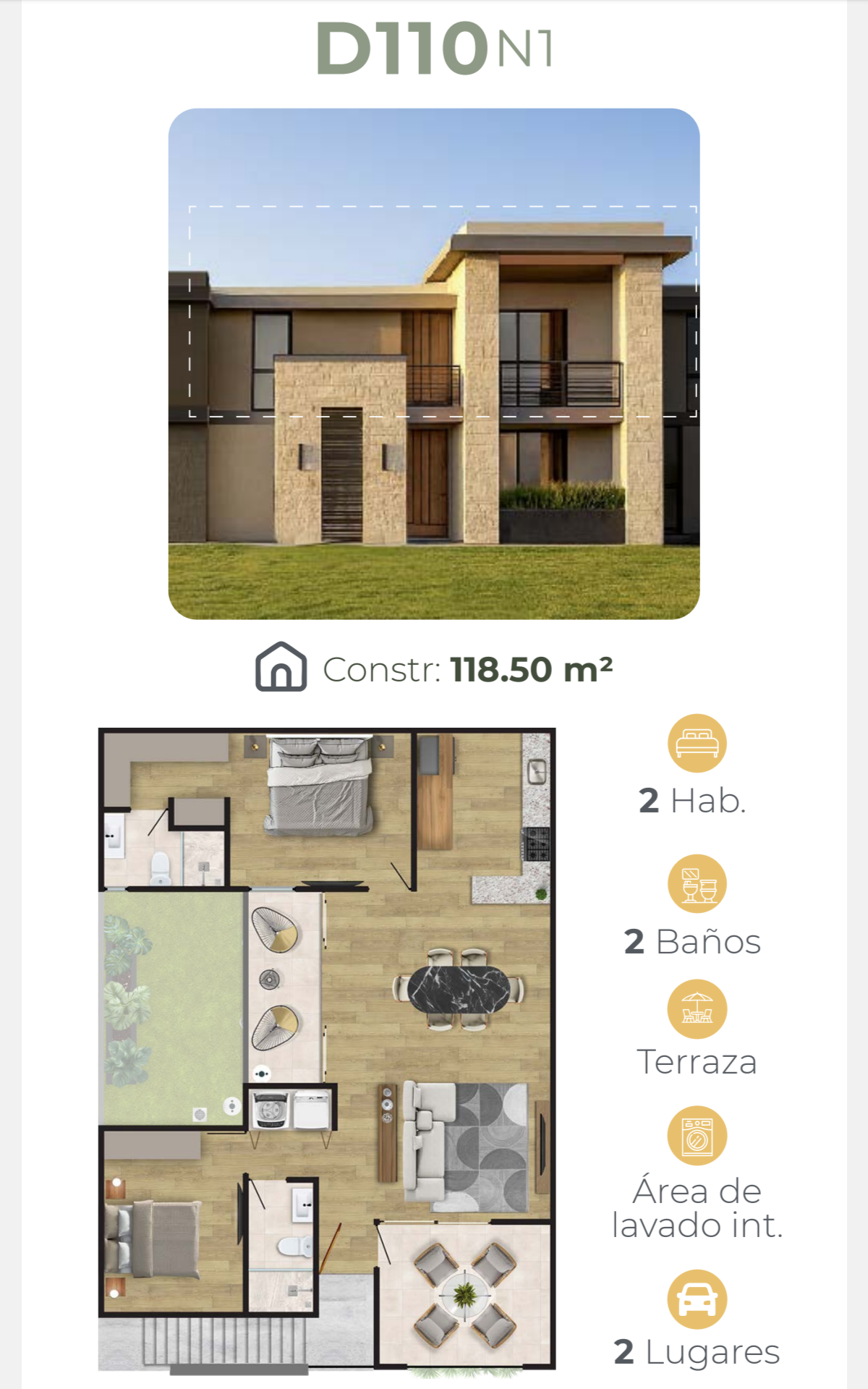 Plano del Departamento Modelo D110 N1 en Nuva