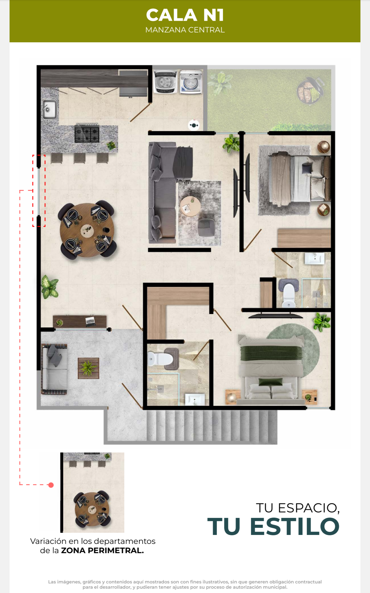 Plano del Departamento Cala N1 en Jardana