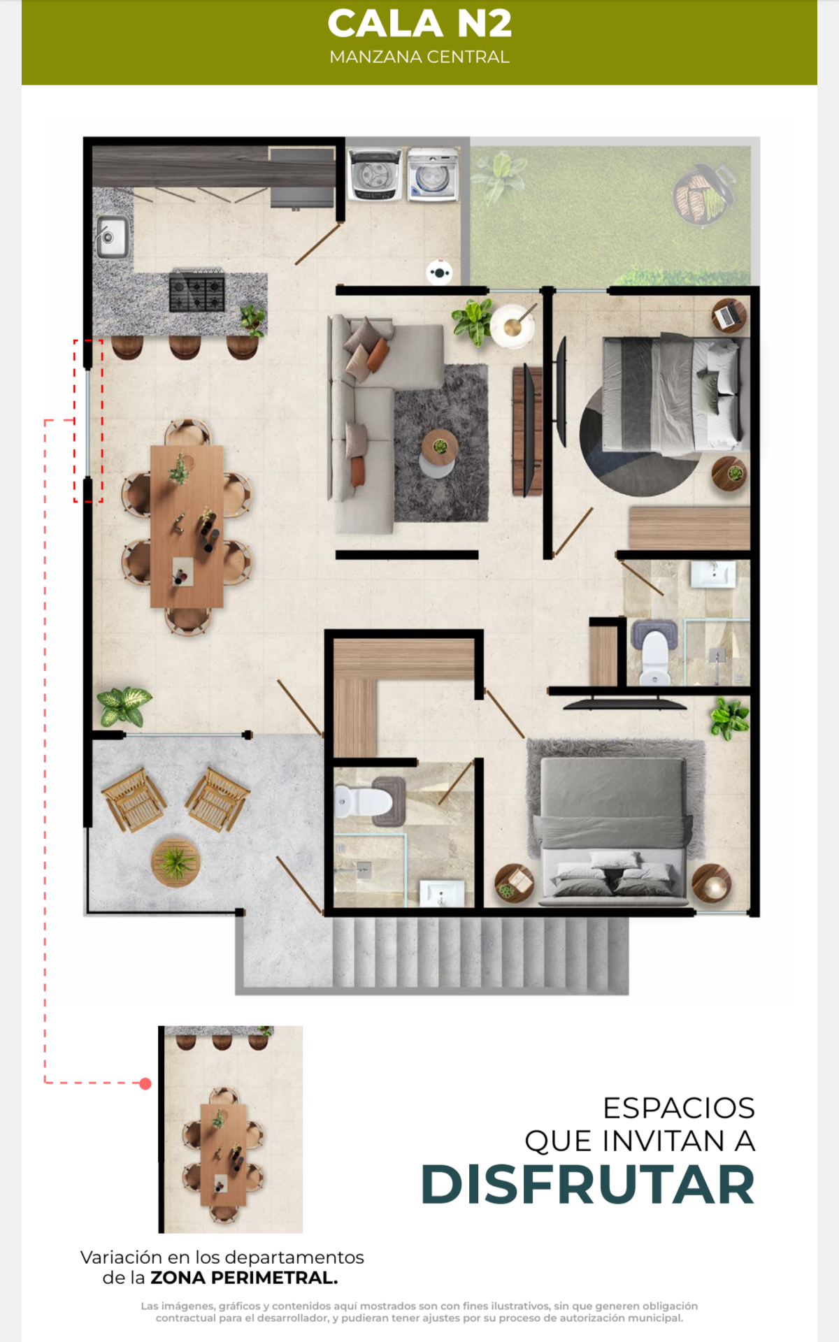 Plano del Departamento Cala N2 en Jardana