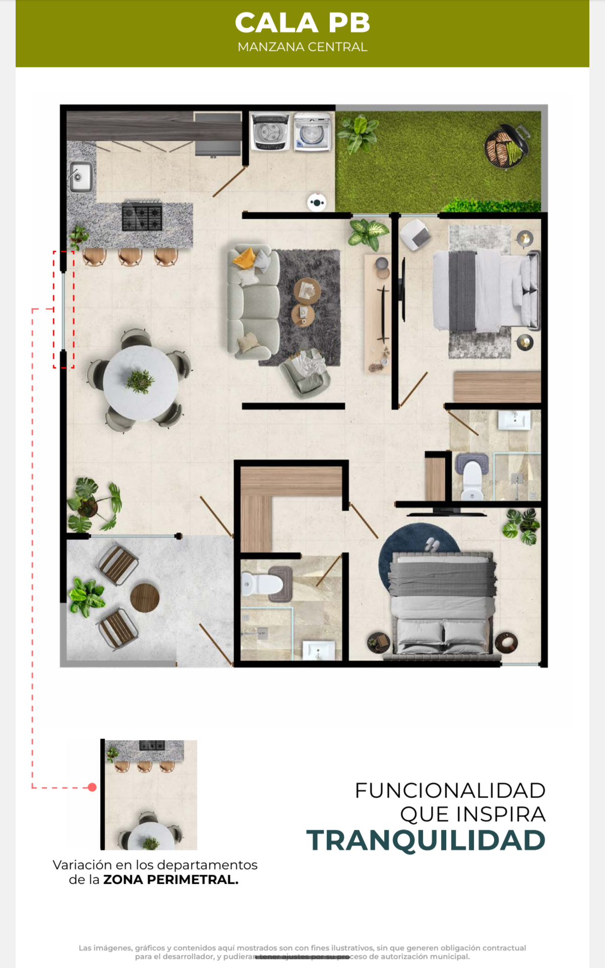Plano del Departamento Cala PB en Jardana