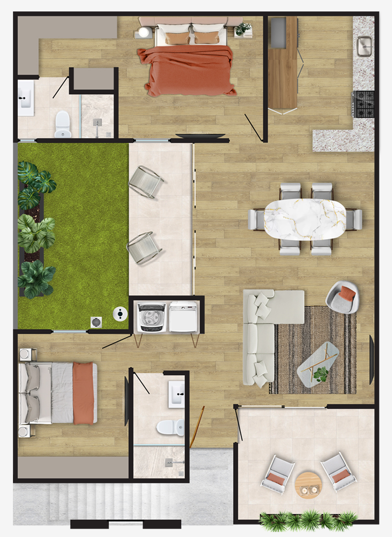 Plano del Departamento Modelo D110 PB en Nuva