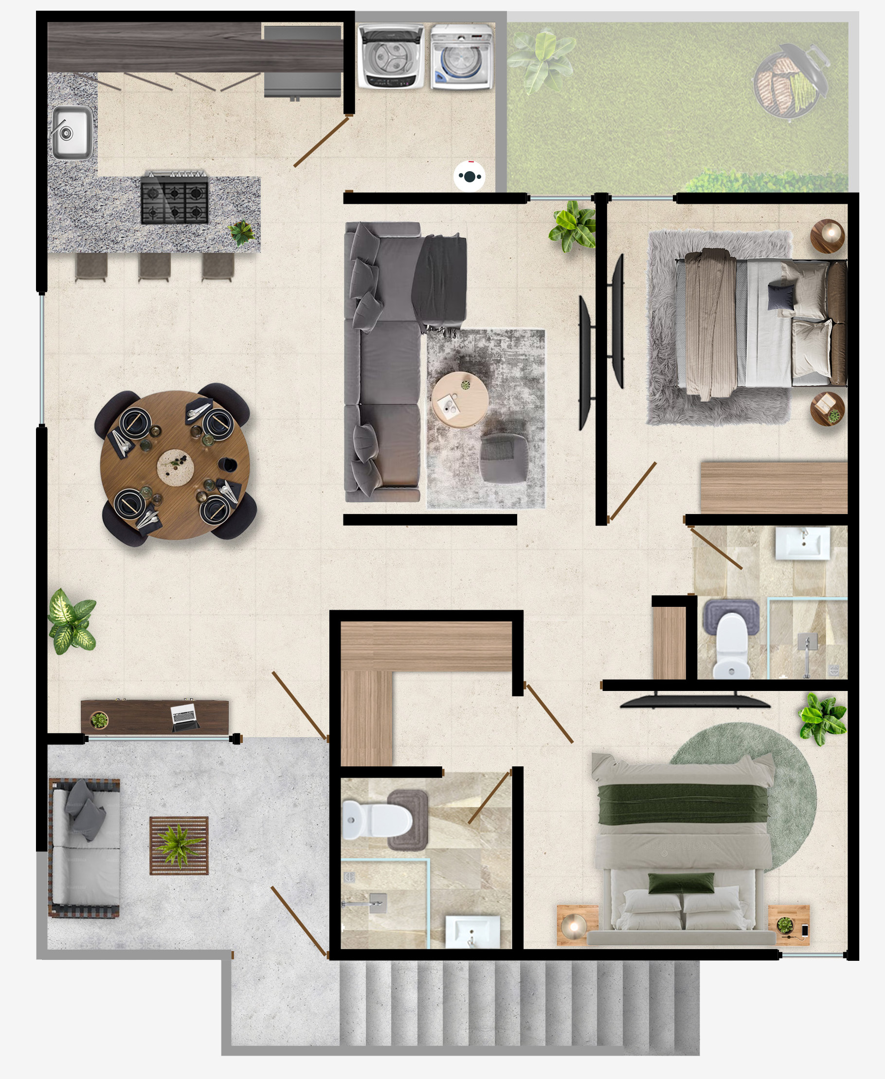 Plano de manzana central del Departamento Cala N1 en Jardana