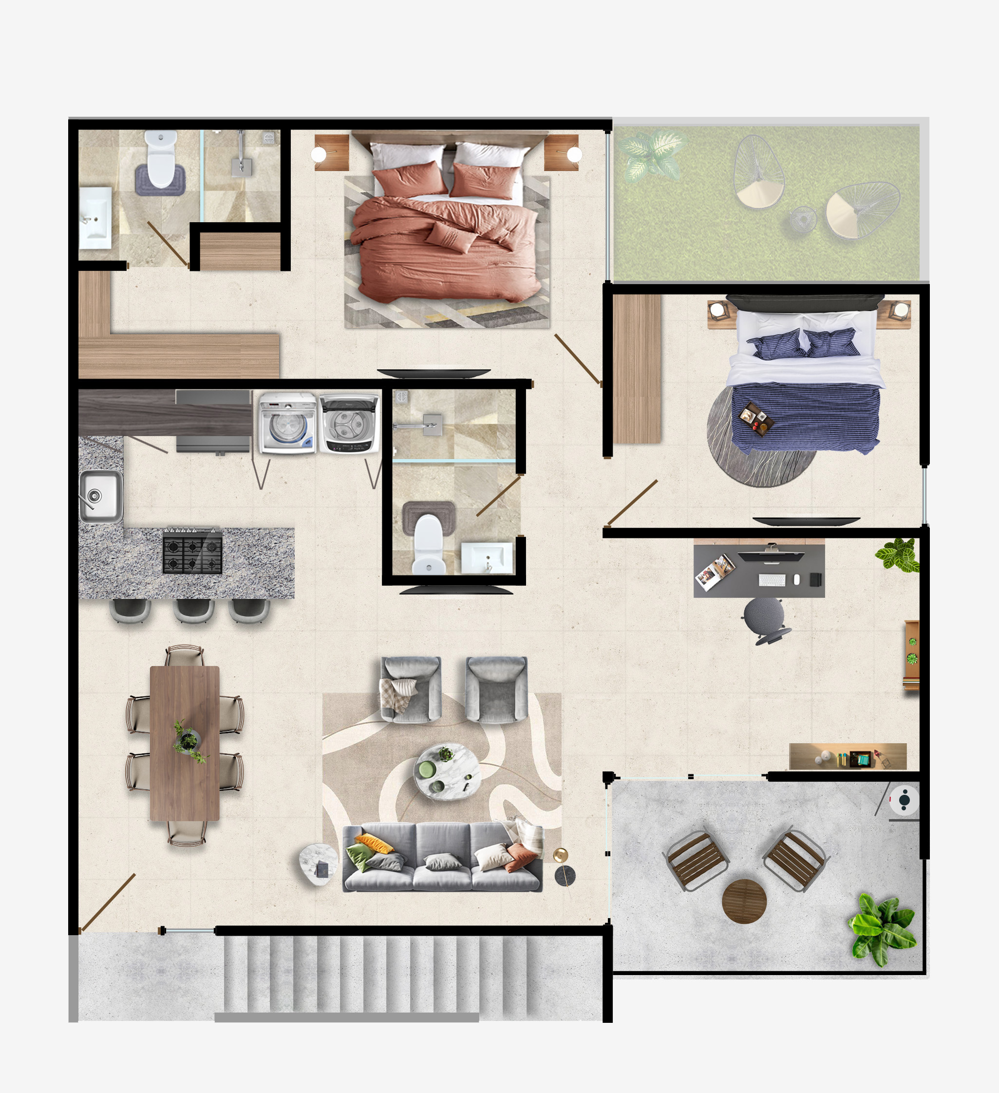 Plano de manzana central del Departamento Lanuza N1 en Jardana