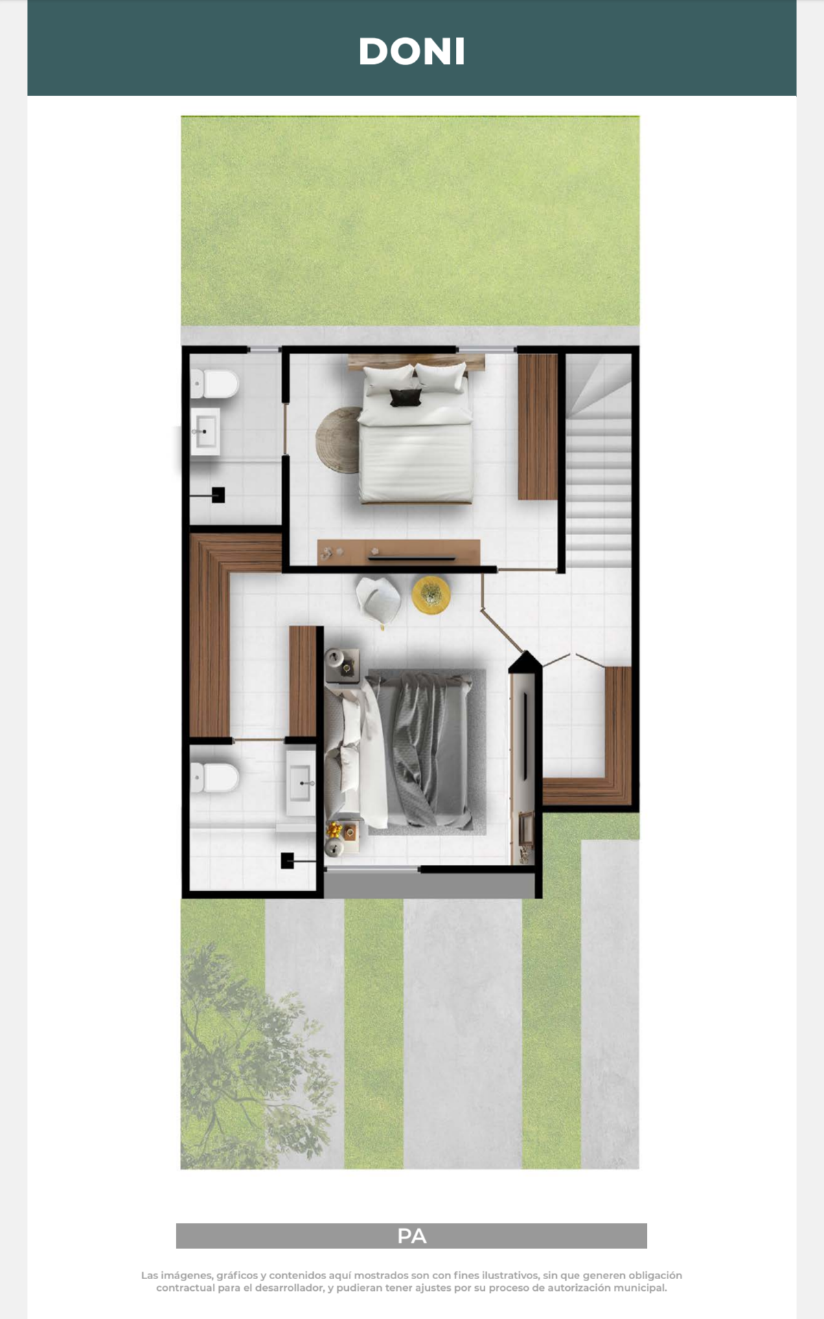 Plano de planta alta Casa Modelo Doni