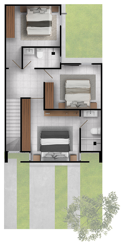 Plano de planta alta Casa Modelo Gani