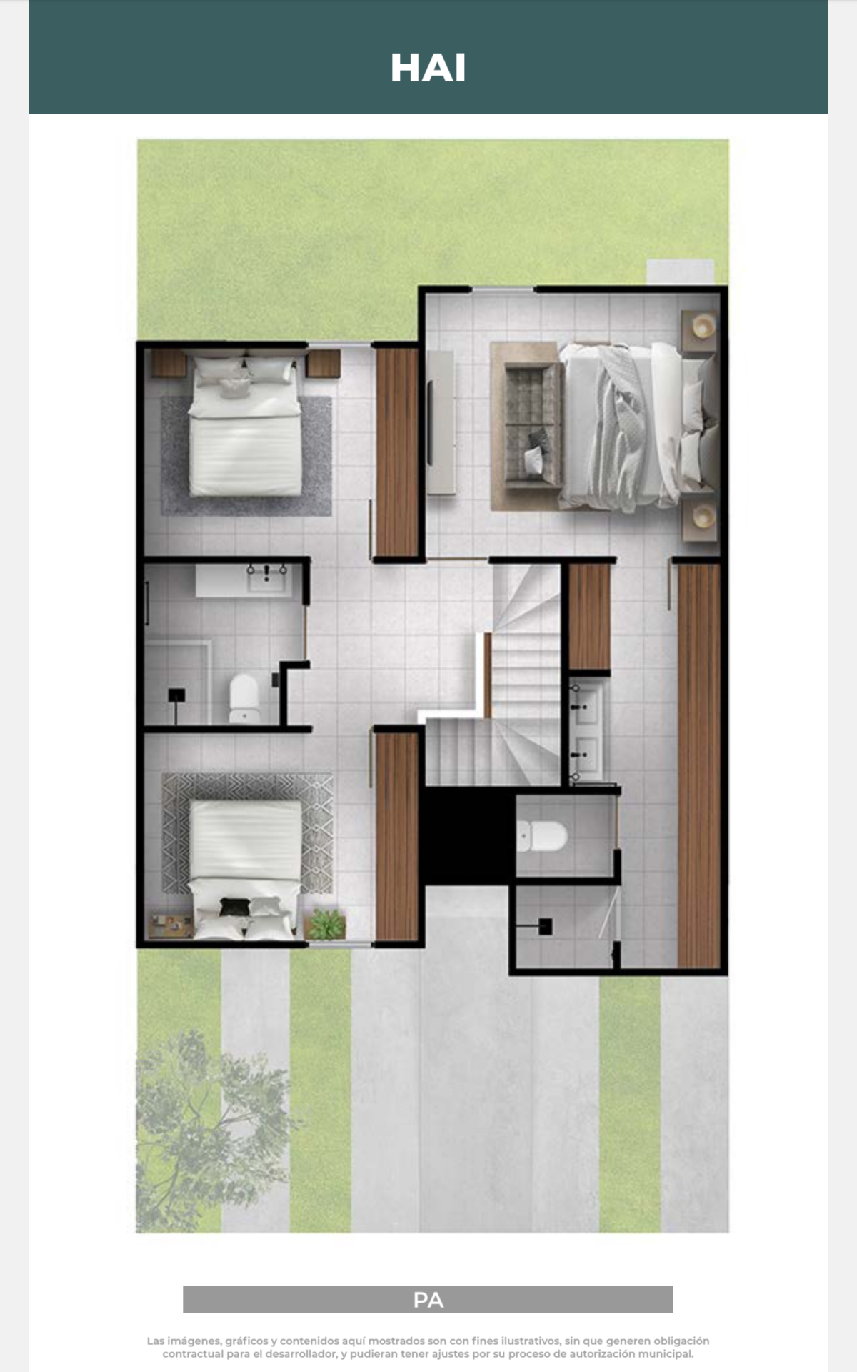 Plano de planta alta Casa Hai