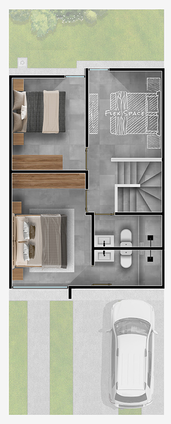 Plano planta alta de la casa Modelo 105 D