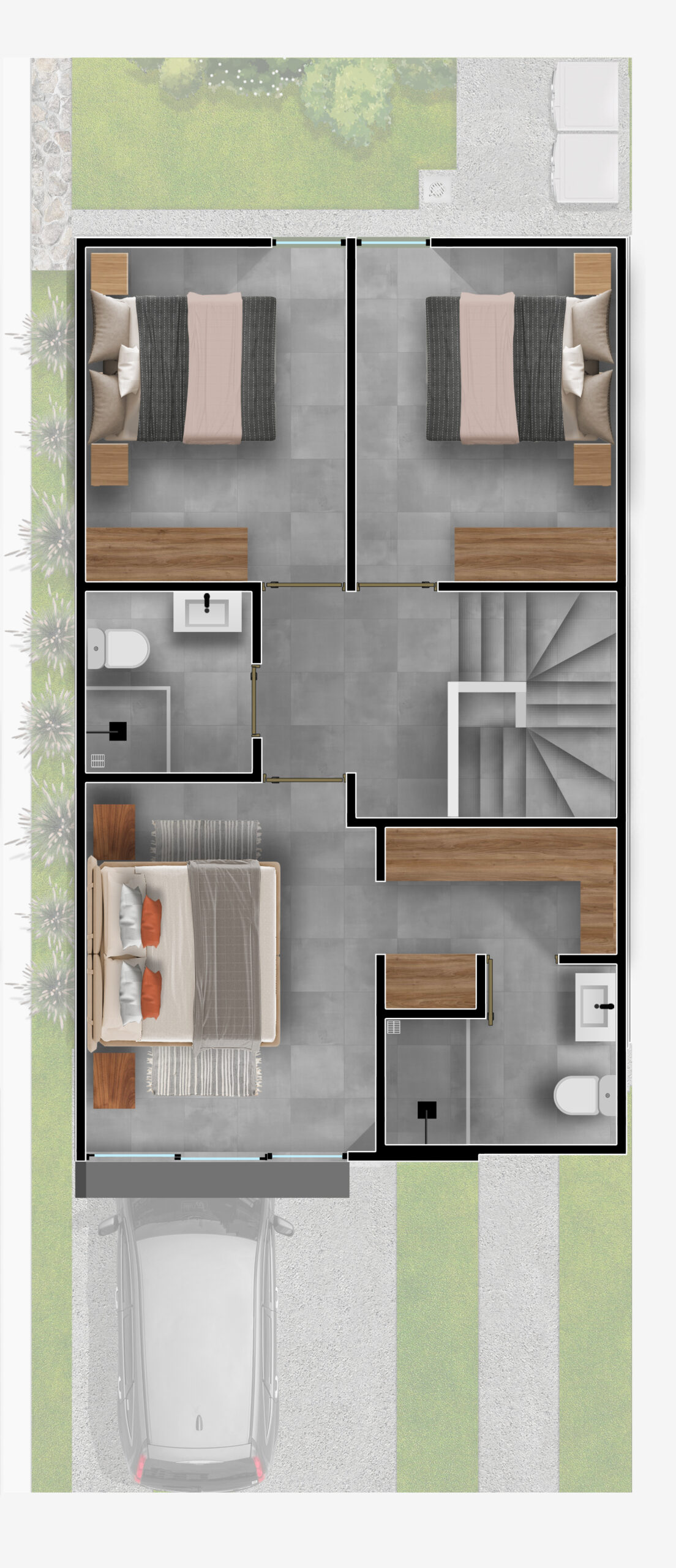 Plano de planta alta de la casa Modelo 125 B Esquina