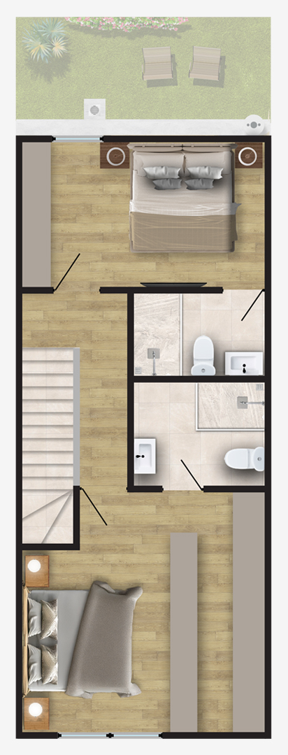 Plano de planta alta del Departamento Modelo 5M
