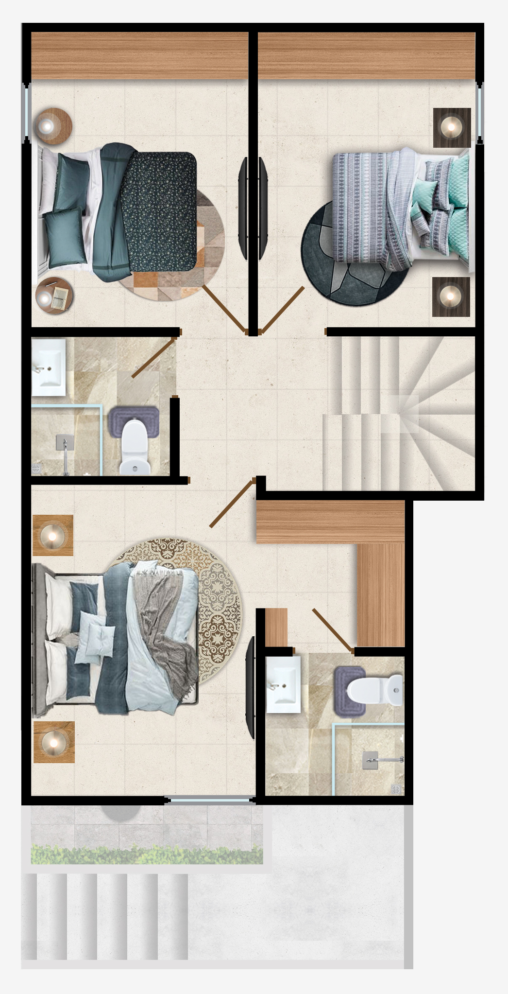 Plano de planta alta del Living Unit Coveta A