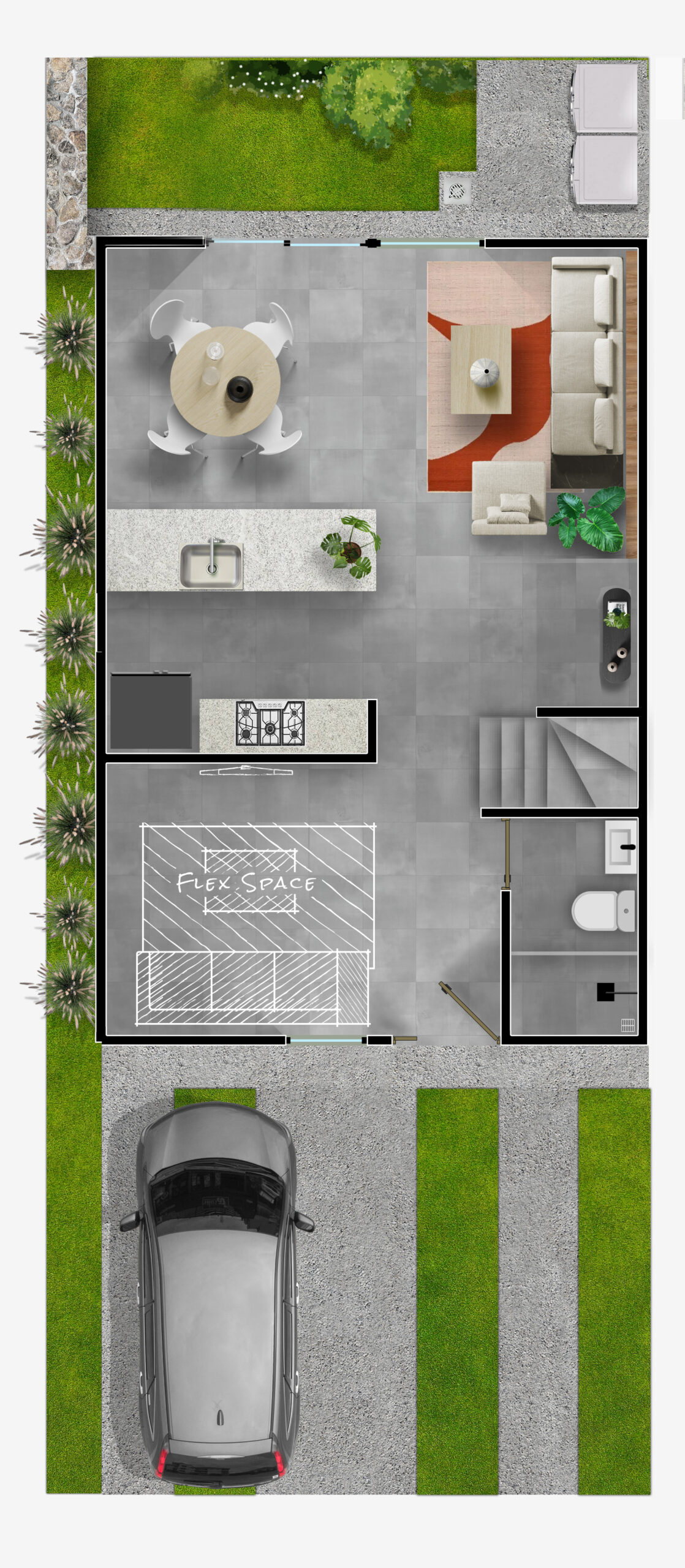 Plano de planta baja de la casa Modelo 125 B Esquina