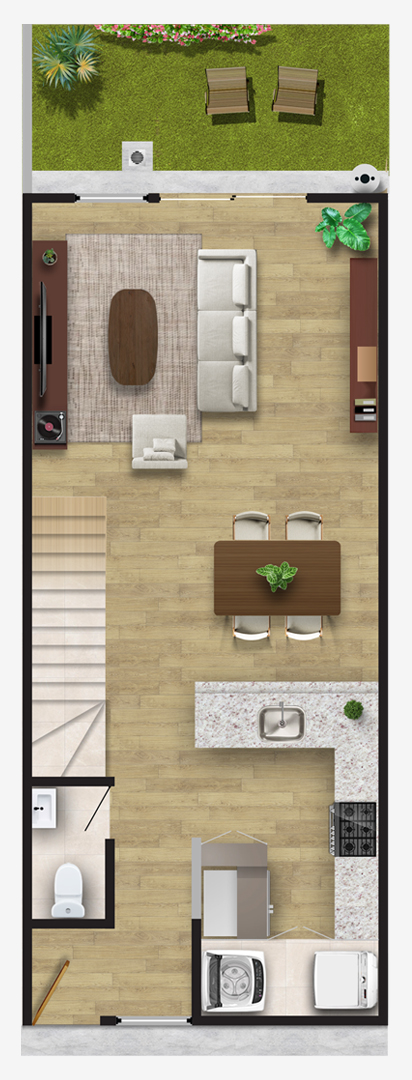 Plano de planta baja del Departamento Modelo 5M