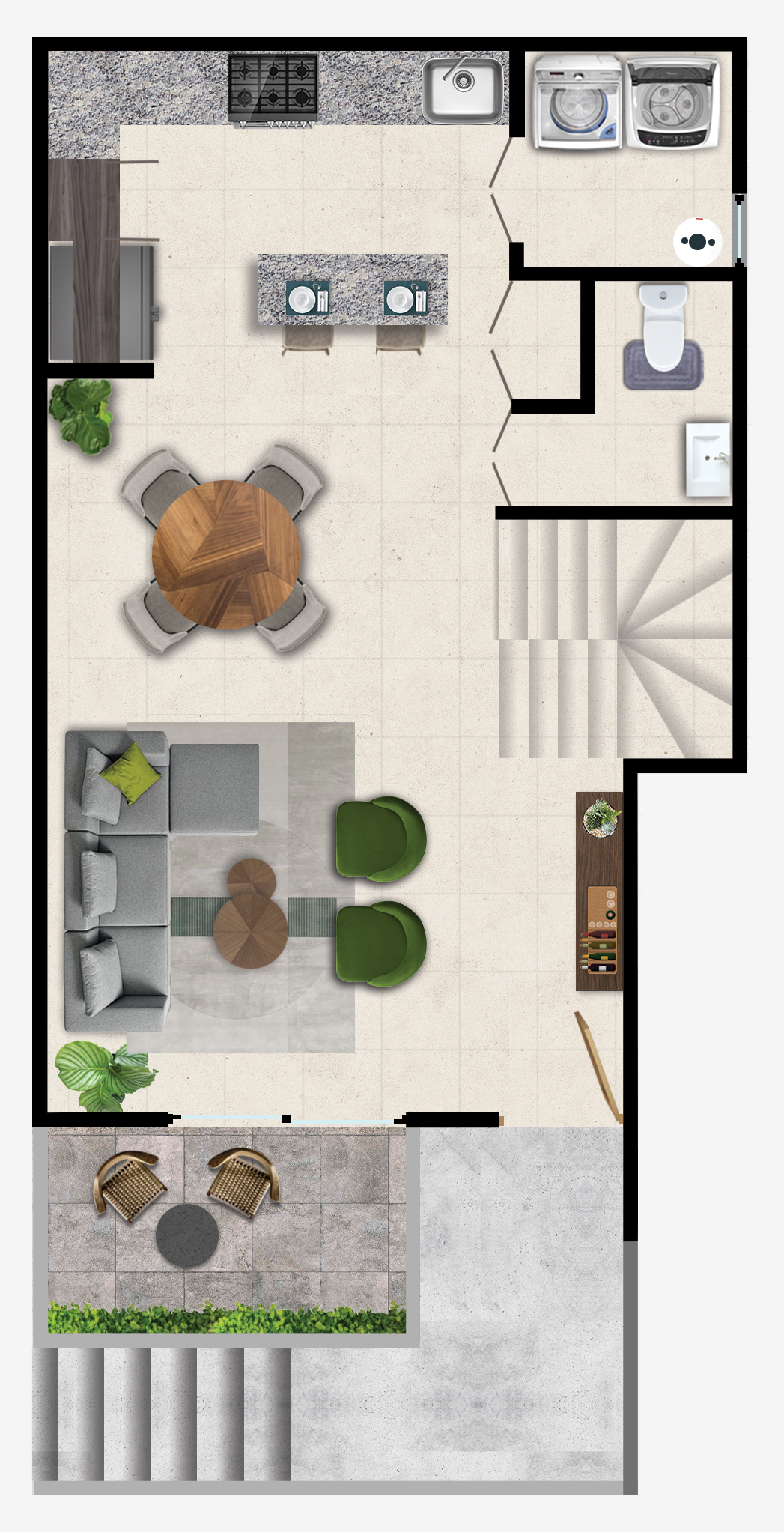 Plano de planta baja del Living Unit Coveta A