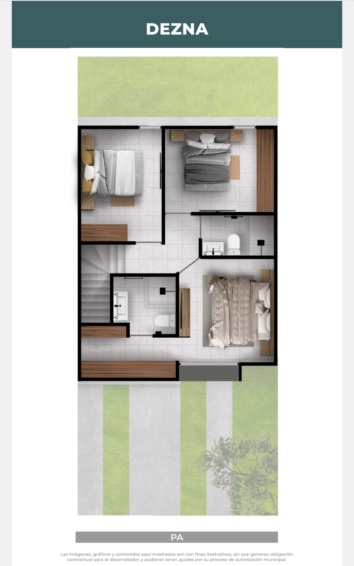Plano de planta alta Casa Modelo Dezna
