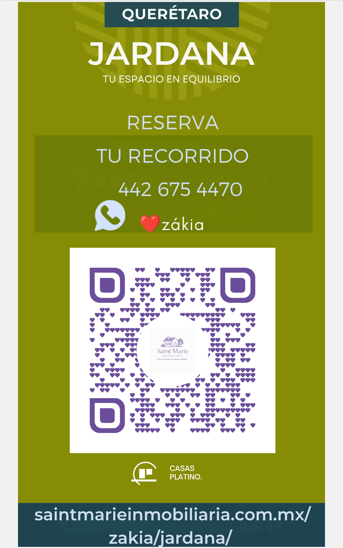 Tarjeta QR de Jardana en Zákia, Querétaro — Saint Marie Inmobiliaria