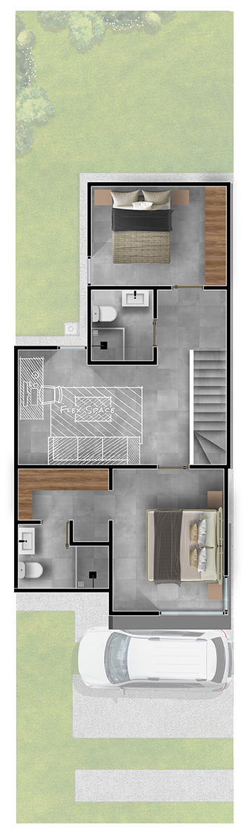 Plano de planta alta de la casa Modelo 125 C