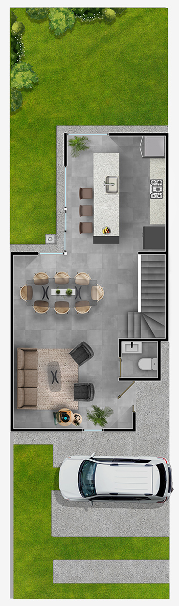 Plano de planta baja de la casa Modelo 125 C