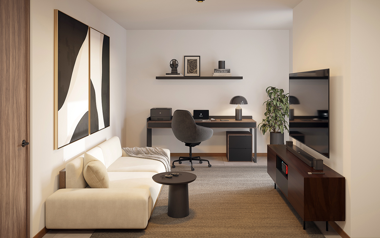 Sala de TV de la casa Modelo 125 C